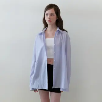 basic loose logo shirt - blue