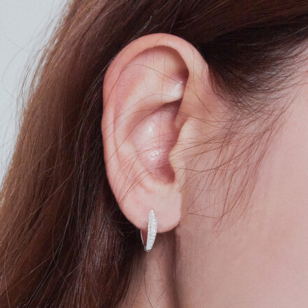 silver oval cubic-earring