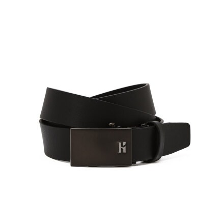 HJBE6F870BK BLACK INITIAL LOGO COW LEATHER BELT 皮带