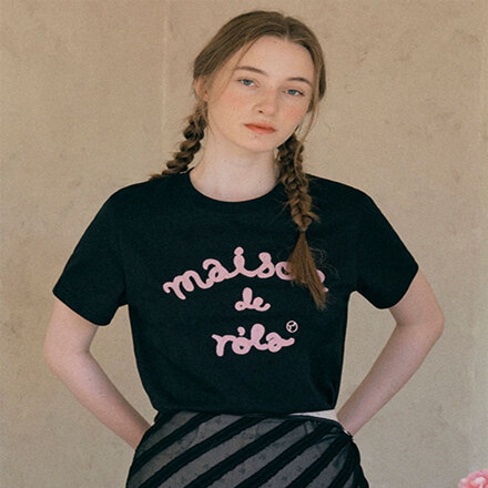 MAISON DE ROLA EMBROIDERY T-SHIRT BLACK