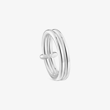 Straight Silver Double Hoop Ring 14