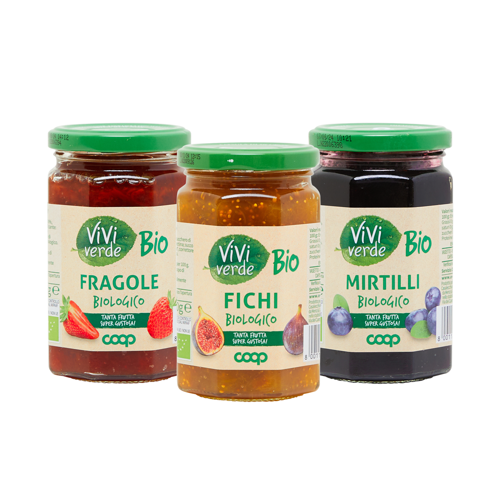 Viviverde Premium organic strawberry jam + blueberry jam + fig jam