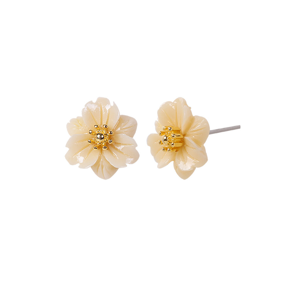 Ivory/Mini Lotus Flower Stone Earring - DANA BURTON - 手表