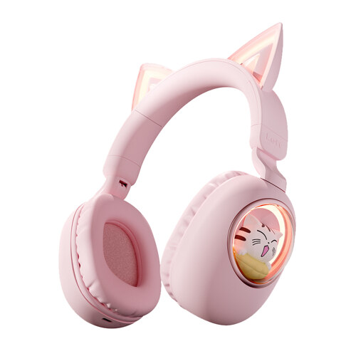 신세계인터넷면세점-디알고-earphone_headphone-고양이귀 캐릭터 블루투스 LED 키즈 헤드폰(핑크)