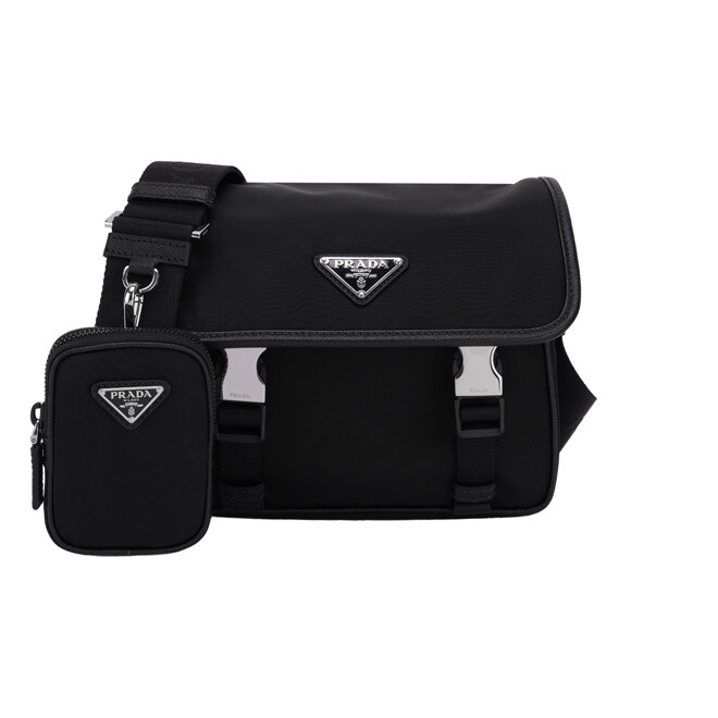 RE-NYLON AND SAFFIANO LEATHER SHOULDER BAG