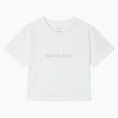 여성 리퀴드 CK 크롭 반팔 티셔츠_BRILLIANT WHITE