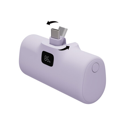 [난연소재] 20W C타입_접이식 고속충전 일체형 보조배터리 5000mAh_파스텔퍼플