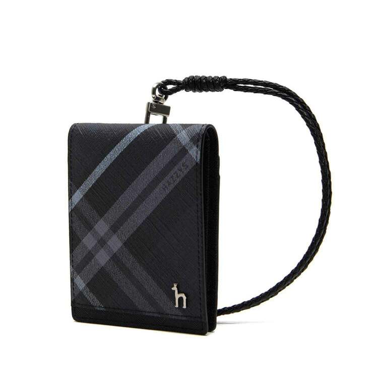 韩际新世界网上免税店-HAZZYS-钱包-HJHO4E660BK Black Check Leather Folder-type Necklace Card wallet 卡包