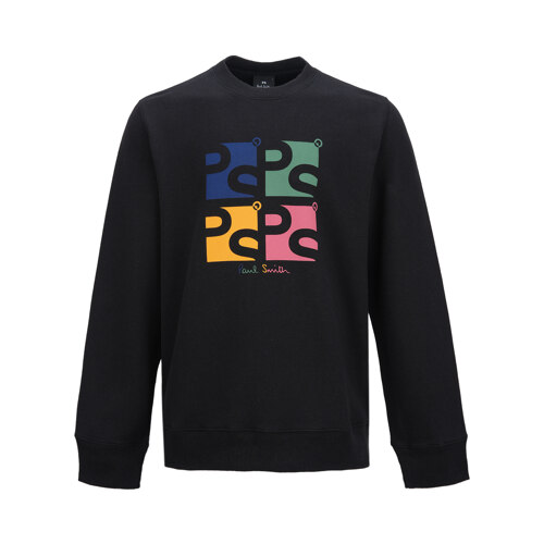 MENS LS CREW NECK SWEAT SQUARE PS_BLACK