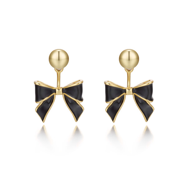 신세계인터넷면세점-타티아나-earring-골드/블랙 파티 리본 이어자켓 귀걸이