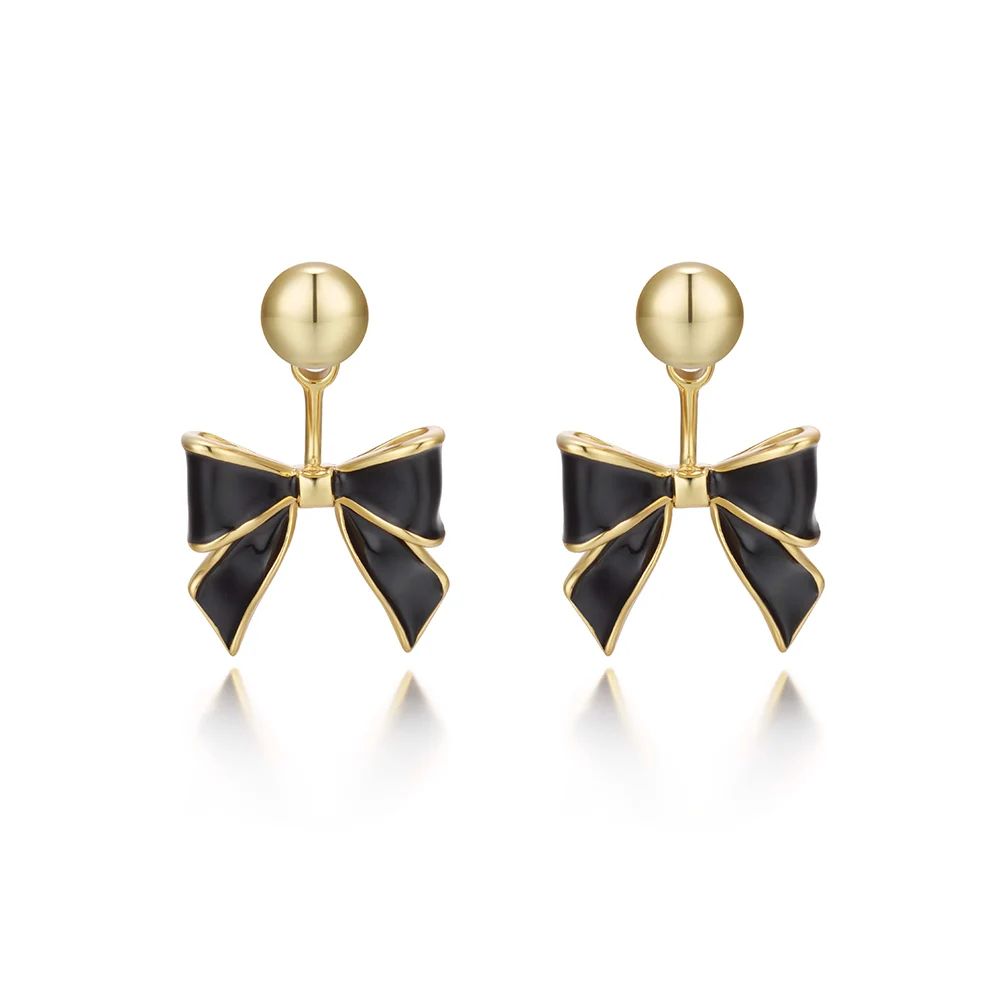 신세계인터넷면세점-타티아나-earring-골드/블랙 파티 리본 이어자켓 귀걸이