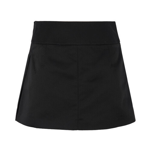 PLEATS BELTED POLYCOTTON MINI SKIRT