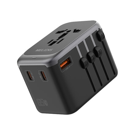 用于国际旅行的 PD65W 多功能适配器_黑色