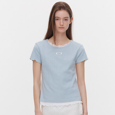 Red Velvet 成员涩琪同款标签镂空叠穿短袖T恤 / 5 Colors