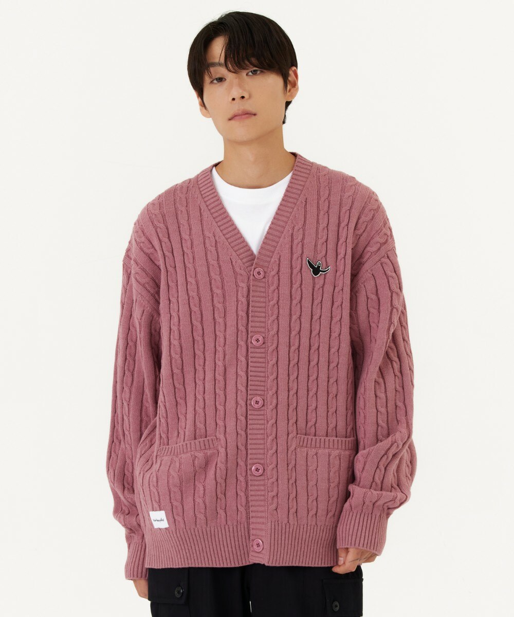カーディガン Mark Gonzales ANGEL WAPPEN CABLE CARDIGAN Mark Gonzales ANGEL WAPPEN CABLE CARDIGAN (MARK