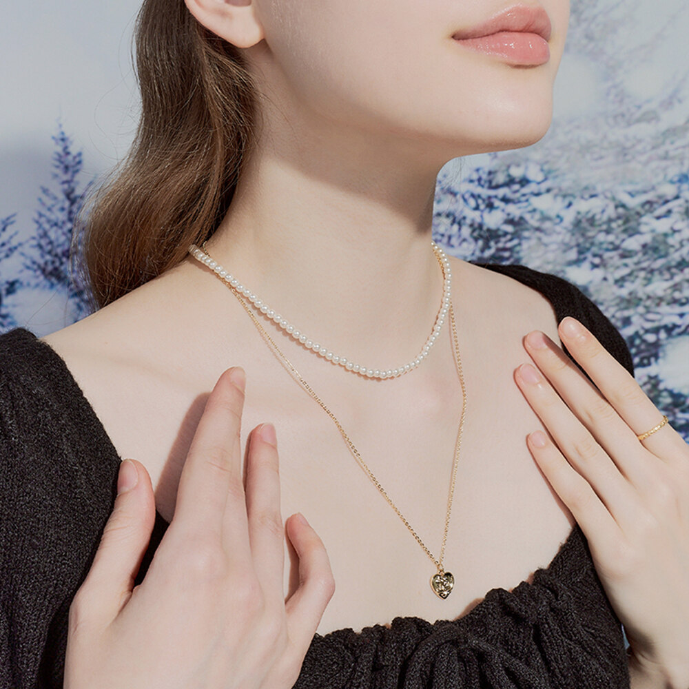 ネックレス・ペンダント +ENGBROX+ peace heart pearl necklace set EBNL23056SV 新世界独家] peace heart pearl necklace 项链set - engbrox