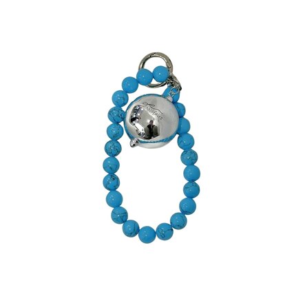 SILVER WIDE BALL KEYRING/ TURKEY STONE