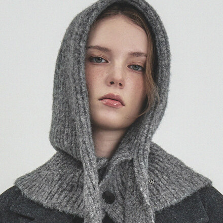 #Gray / Fog Hooded Knit Balaclava