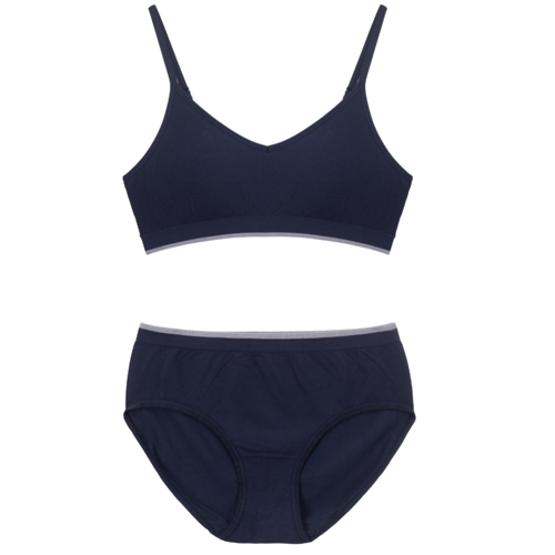 韩际新世界网上免税店-SEKANSKEEN-服饰-CONTRAST COLOR CAMI BRA PANTY SET NAVY 内衣套装