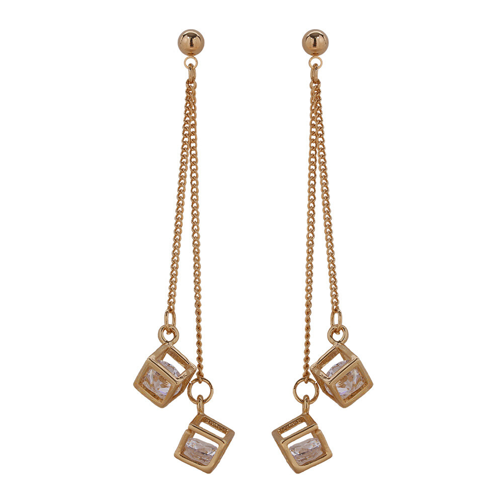 ☆DANA BURTON☆ Double cubic cube long earrings 43% discount) #Gold / Double Cubic Cube Long Earrings (DANA