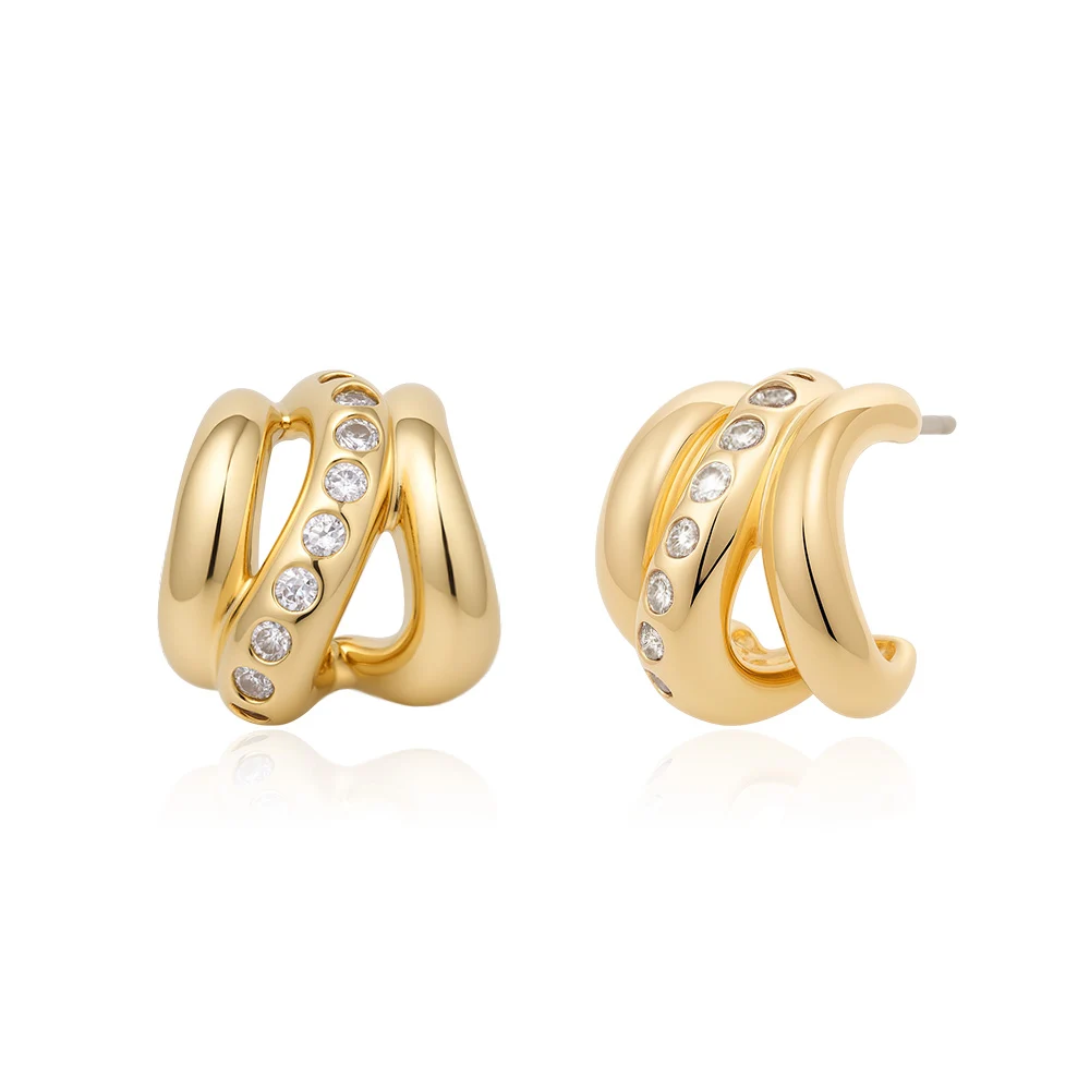 신세계인터넷면세점-다나버튼-earring-#Gold/럭스 스파이럴 큐빅 귀걸이