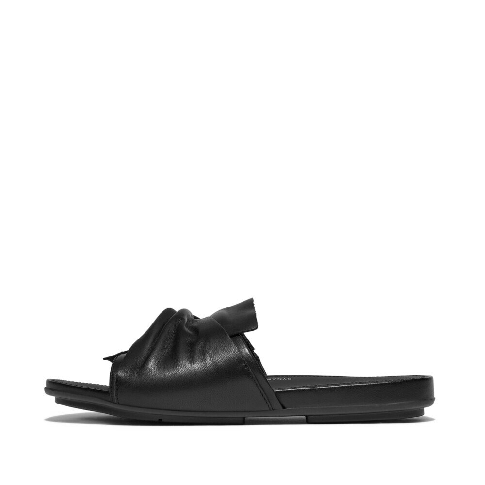 Women GRACIE SOFT-TWIST LEATHER SLIDES All Black