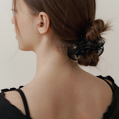 romatic mesh lace scurnch-black