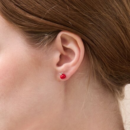 [silver 925] Red Apple Earring