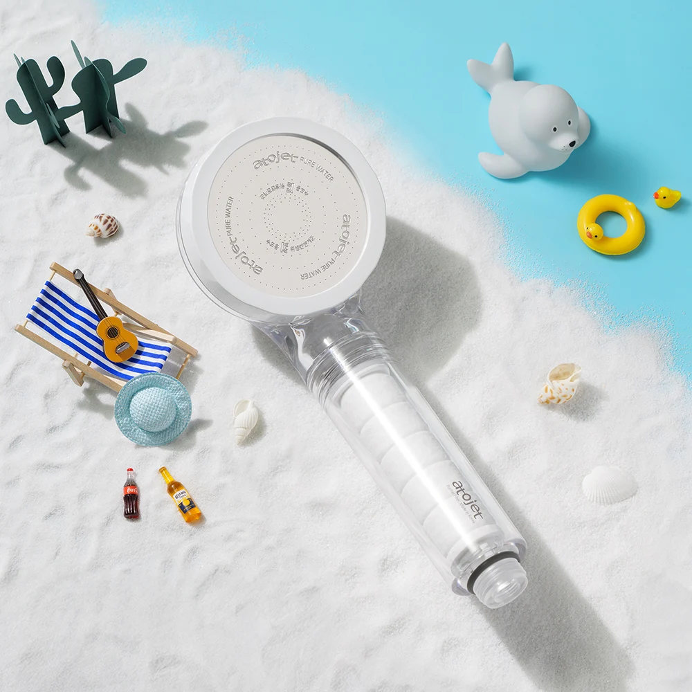 신세계인터넷면세점-아토젯-travelgoods-여행용 석회 헤드볼 샤워기 세트[본품(필터내장)+헤드&바디필터2+파우치]
