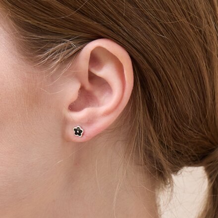 [silver 925] Black Flower Earring