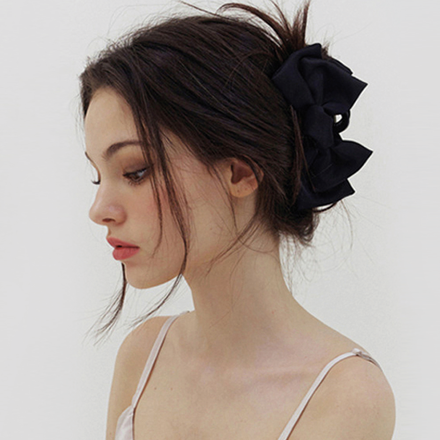 double black ribbon hair claw