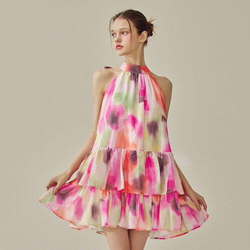 Tie-Dyed Halter Neck Mini One-Piece