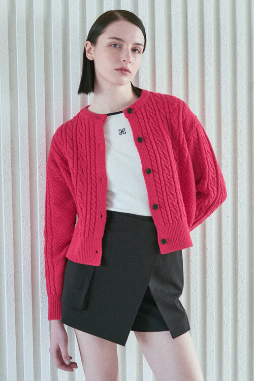 [하시] VIVID WOOL CABLE KNIT CARDIGAN_PK_F