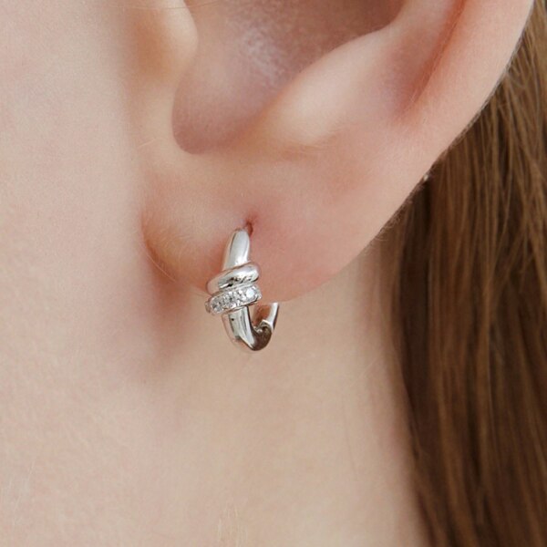 신세계인터넷면세점-바이이에르-earring-[실버925] 듀오 파베 링크 귀걸이 (화이트)