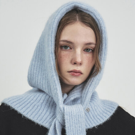 #Blue / Fog Hooded Knit Balaclava