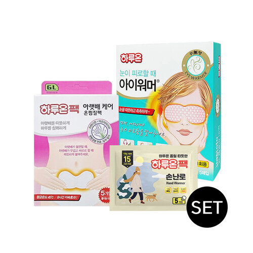 국내생산_대용량 손난로 핫팩 5개+아이워머 5매+아랫배케어 온팩 5매 SET