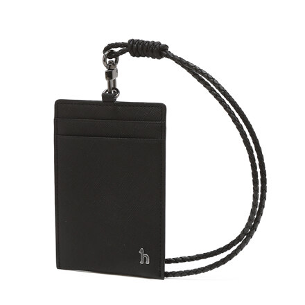HJHO6F605BK BLACK SOLID LANYARD CARD HOLDER 挂绳卡包