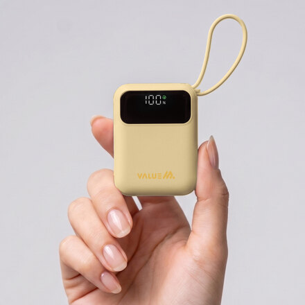PD 22.5W 초미니 트윈 CP케이블 일체형 보조배터리 10000mAh_옐로우