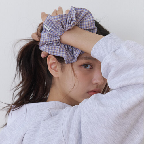 vintage check plaid scrunch - lavender blue