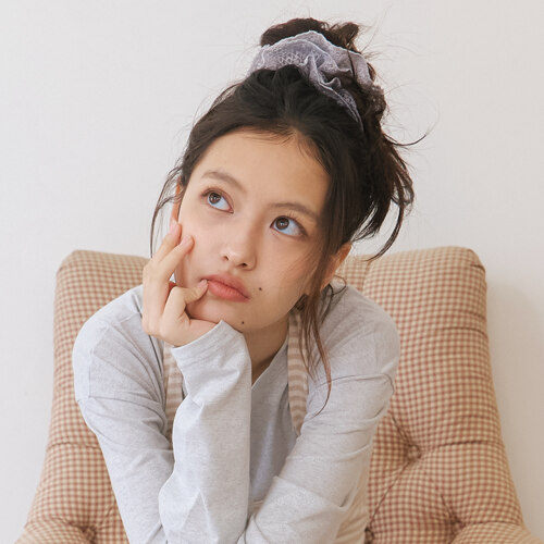 lace veil scrunchie - misty blue gray