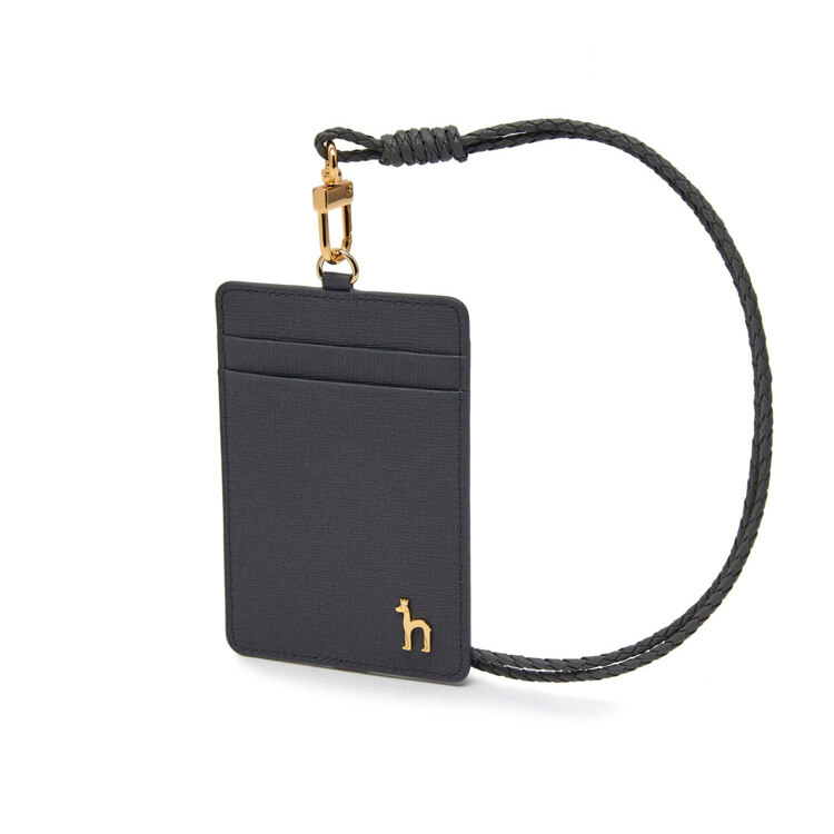 韩际新世界网上免税店-HAZZYS--HIHO1F307G2 GREY CONTRAST COLOR LEATHER NECKLACE CARD HOLDER 颈挂式卡包
