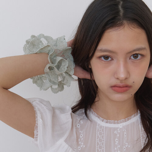 lace veil scrunchie - soft sage