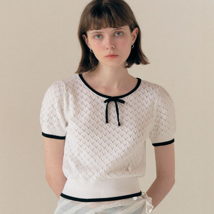 RIBBON SKASHI HALF KNIT WHITE FREE