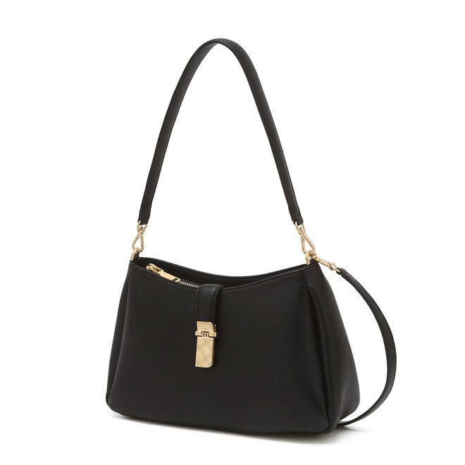 [CLA] 블랙 소가죽 체크 장식 포인트 숄더백