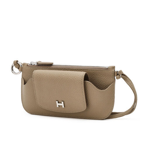 Beige Cow Leather Crossbody Eyewear Case 可拆卸肩带 眼镜包