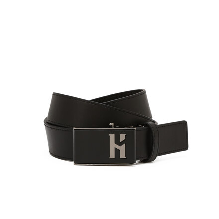 HJBE6F860BK BLACK INITIAL LOGO COW LEATHER BELT 腰带