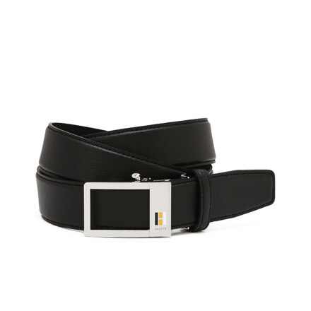 HJBE6F700BK BLACK EMBOSSED LOGO COW LEATHER BELT 腰带