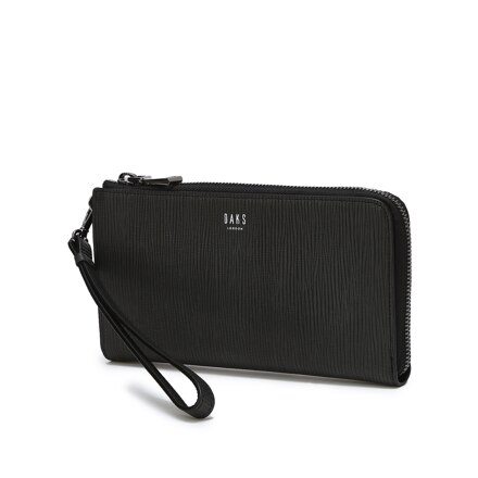 Black Pattern Leather Zip Long Wallet 钱包