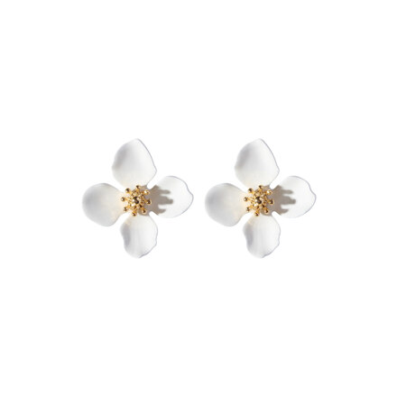 #White/쁘띠 비앙카 플라워 귀걸이
