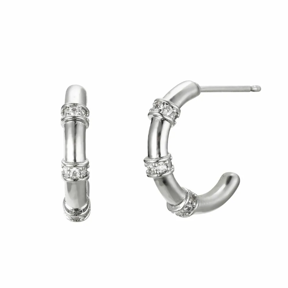 신세계인터넷면세점-폴바이스-earring-트리오 큐빅 하프 후프 귀걸이 - 실버